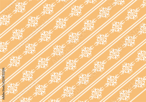 Ornate Floral Damask Pattern Orange Background