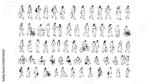 Isometric People Line Art – Architectural Entourage Set
