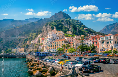Scenic view of Positano, small town on famous Amalfy Coast. Province of Salermo, Campania, Italy
