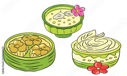 vector illustration of a set of Thai sweets