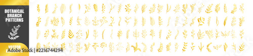 Botanical branch set with leafy ornamental sprigs