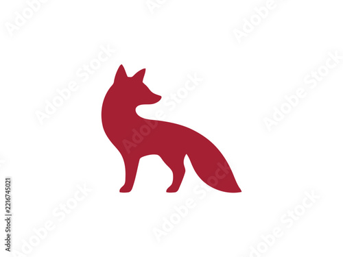 Red Fox Silhouette Icon for Wildlife Photography or Outdoor Adventure Gear