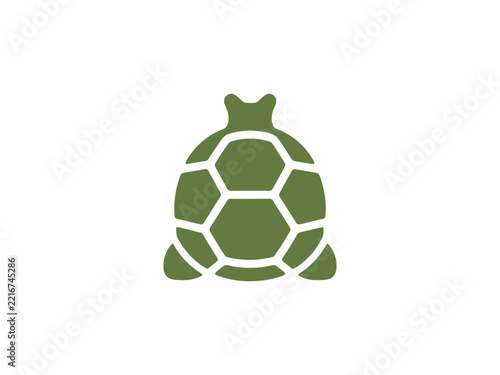 Geometric Green Turtle Silhouette Icon for Eco-friendly Products or Reptile Sanctuary