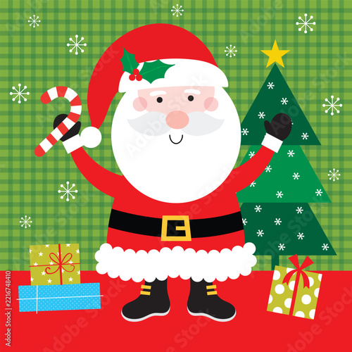 christmas card with cute santa claus design