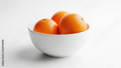 Fresh oranges in a white bowl
