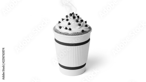 Iced coffee drink with whipped cream and chocolate