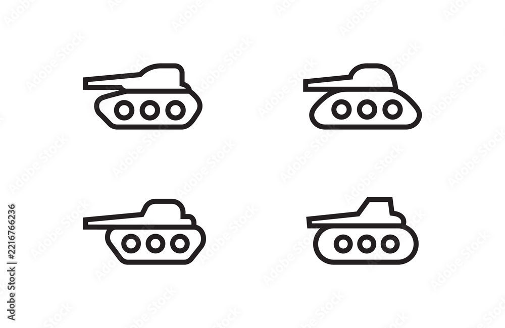 Fototapeta premium Tank, war, army icon military, destroyer, panzer icon symbol logo illustration,editable stroke, design style isolated on white