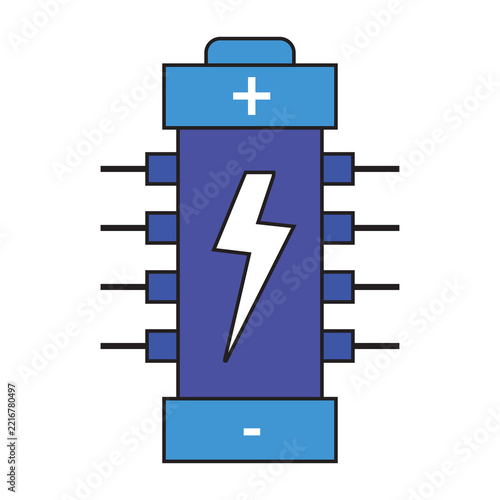 Electric Battery Microchip Lightning Icon Vector Illustration