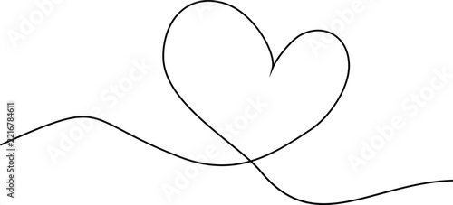 Vector Illustration of a Heart Symbolizing Love with Minimalist and Aesthetic Continuous Lines