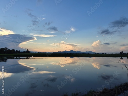 sunset over the lake