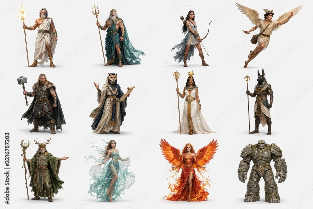 Fototapeta premium Mythological fantasy characters isolated collection