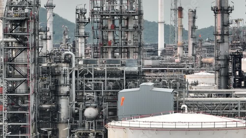 Aerial view oil refinery, Refinery plant, Refinery factory.