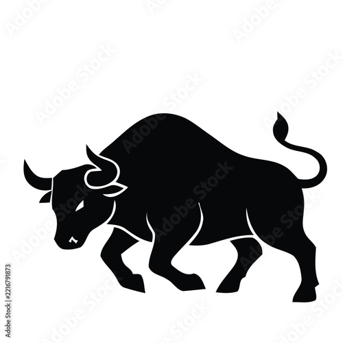 Chinese Zodiac Bull Silhouette for Traditional Lunar New Year Design
