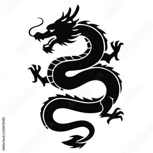 Traditional Chinese Dragon Silhouette for Lunar New Year Festival