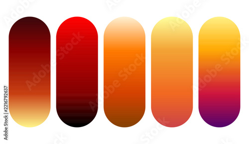 Warm Gradient Color Palette Set in Pill Shapes for Graphic Design and UI Elements.