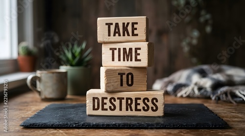 Wooden Blocks with Motivational Message in Cozy Rustic Setting