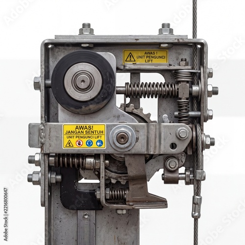 Industrial Mechanical Device with Gears and Components.