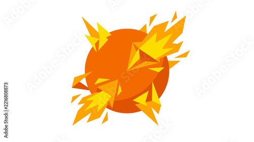 Abstract Geometric Fire Explosion Icon on Transparent Background