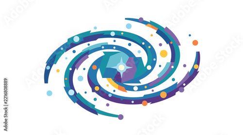 Abstract Flat Design Spiral Galaxy Illustration