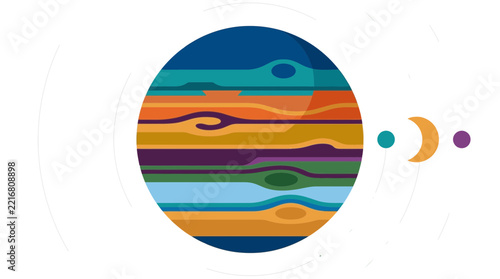 Abstract Flat Vector Illustration of a Gas Giant Planet