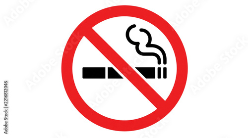 No smoking featuring cigarette and smoke on white background, isolated on transparent background