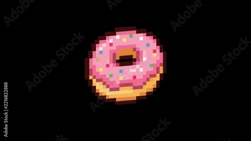 3D Pixel Art Donut Rotating Seamless Loop