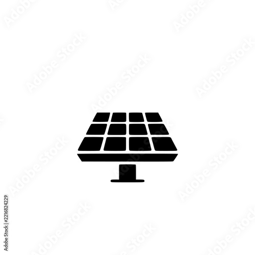 Solar panel energy icon. Solid black glyph of a solar panel energy for energy and power.