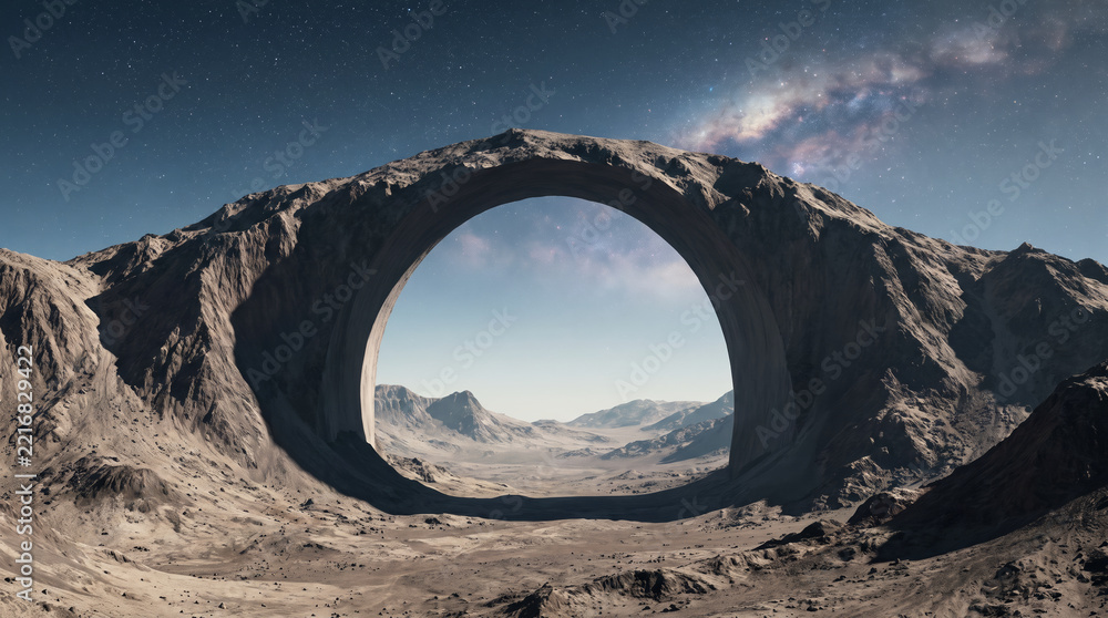 Fototapeta premium Massive Natural Arch on Barren Alien Planet