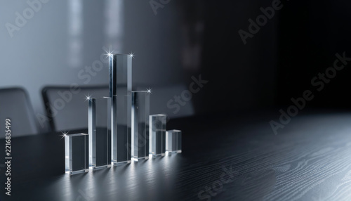 Glass bar chart showing business growth and success