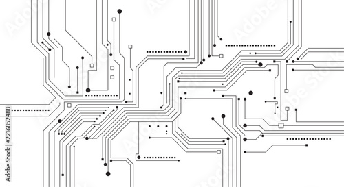Abstract Circuit Board Technology Lines and Node Network Background Vector