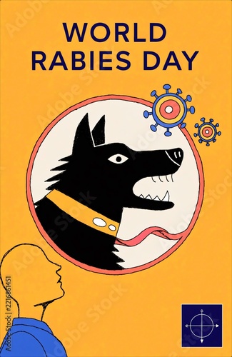 World Rabies Day Awareness Poster Illustration.