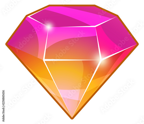 A pink diamond with a yellow border