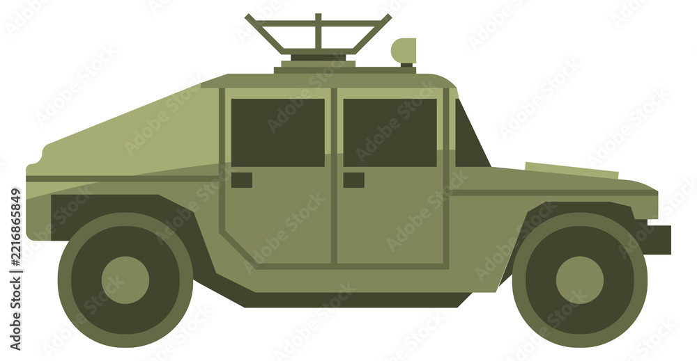 Fototapeta premium A green military vehicle with a large gun on top