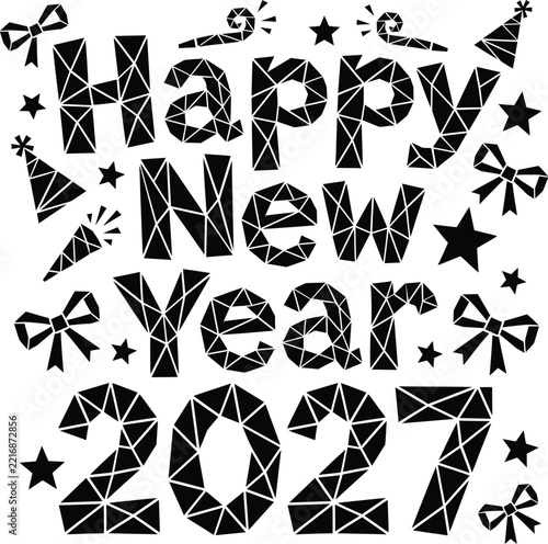 Happy new year 2027 geometric typography design