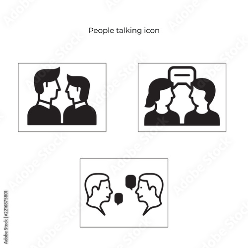 People Talking Silhouette Icons – Communication and Conversation Vector Set
