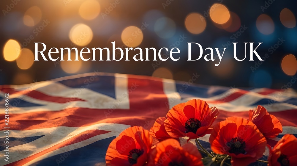 Fototapeta premium Remembrance day in the united kingdom honoring the fallen remembering sacrifice and commemorating veterans with poppies and national observance