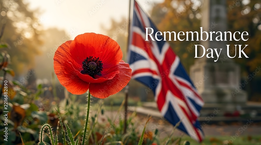 Fototapeta premium Remembrance day in the uk honoring the fallen remembering sacrifices and commemorating veterans with poppies and national observance on november 11th