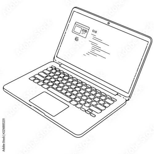 Laptop Outline Icon Flat Vector Illustration