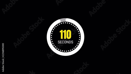 120 seconds circle countdown timer in one minute animation with alpha channel 