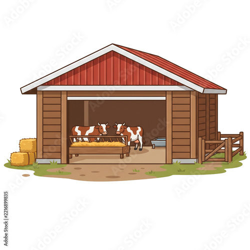 farm house with cows