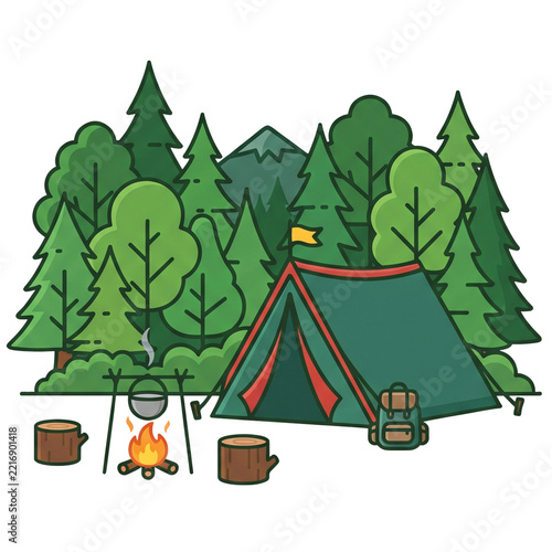 camping in the forest