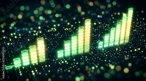 Futuristic Signal Strength Bars and Data Spectrum Visualization Concept