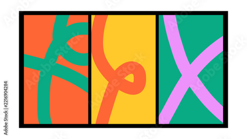 Abstract Colorful Geometric Triptych Vector Illustration with Curved Lines and Vibrant Color Blocks

Modern Minimalist Abstract Graphic Banner Set with Groovy Swirl Lines and Bold Colors

Vibrant Abst