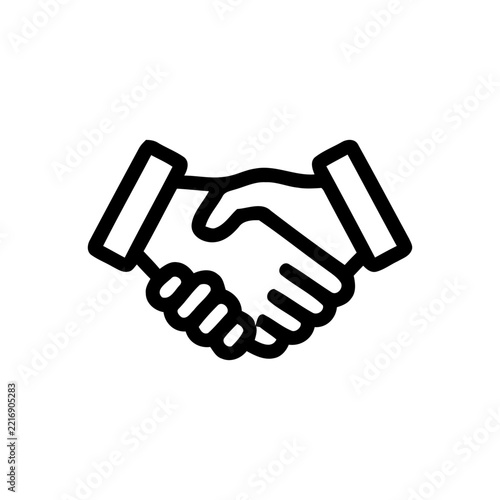 Handshake silhouette icon black outline on a white background