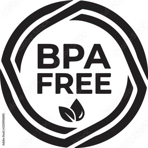 BPA free eco friendly product certification logo with green leaf and water droplet