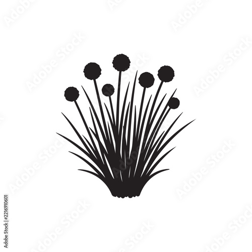 Chives plant silhouette icon vector flat design