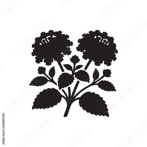 Lantana Flower silhouette icon vector flat design