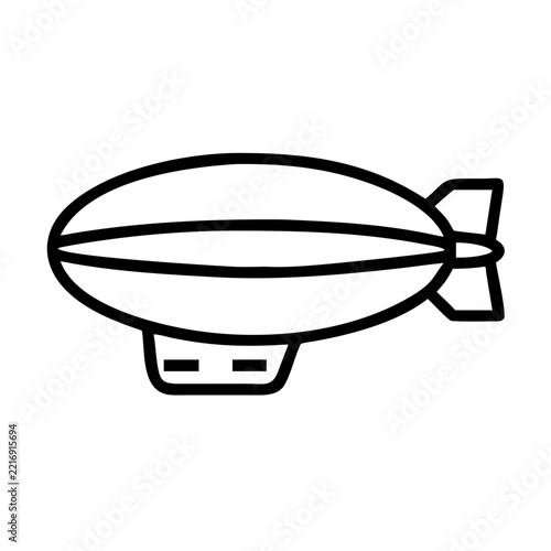 airship blimp line icon, zeppelin aircraft symbol for aviation, sky transport and vintage flight concept, outline vector design