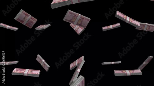 Afghanistan Money, Afghan Afghani Banknotes Falling On Black Background, AFN Currency Stacks Dark Cinematic, 4K