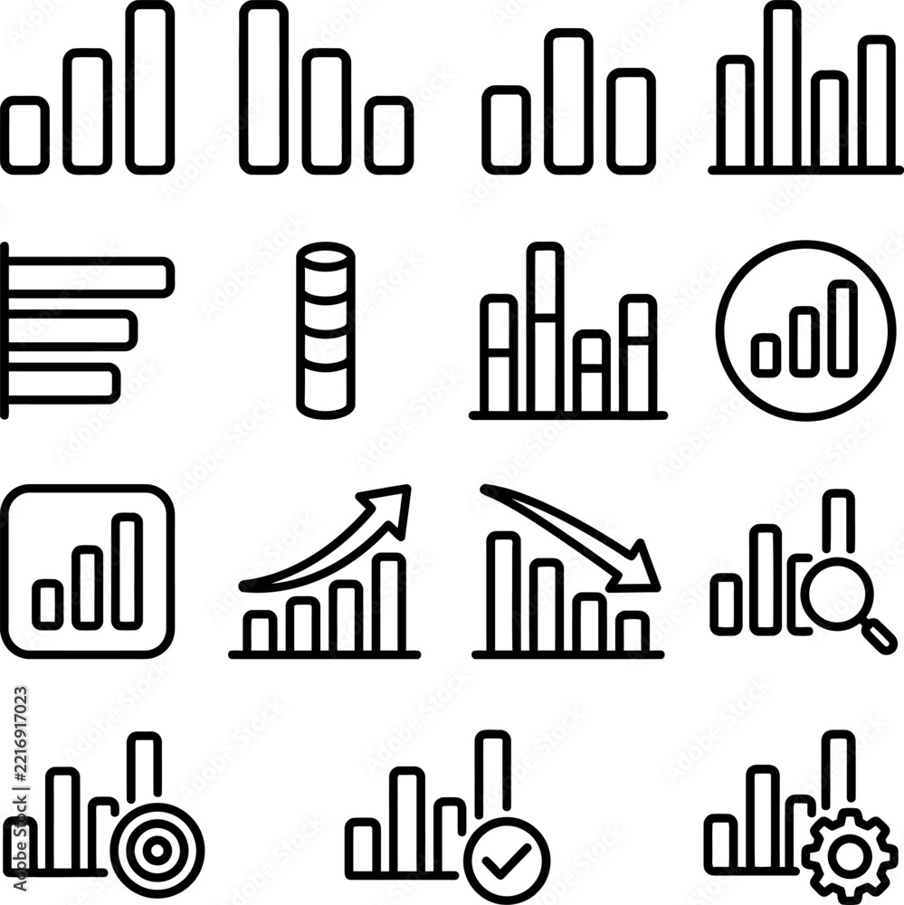 Obraz premium Bar Chart and Business Analytics Icon Set